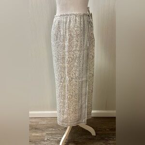 Jones New York Cream and Black Maxi Skirt Linen
